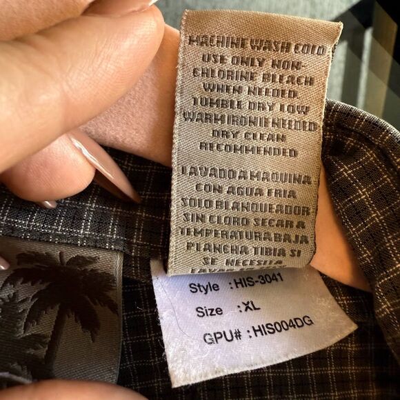 Vintage Op Short Sleeve Shirt in Grey Green Micro Check Plaid size XL - Picture 9 of 9